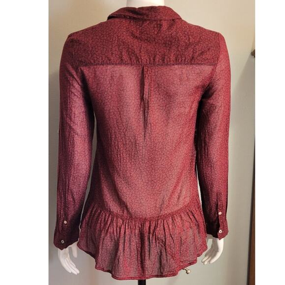 Holding Horses Anthropologie Floral Print Blouse Sz 4 Peplum Ruffle Castlecore - Picture 4 of 10